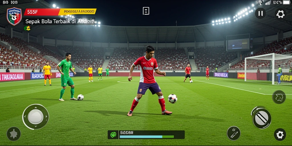 Gameplay mendebarkan dalam pertandingan sepak bola penuh aksi.