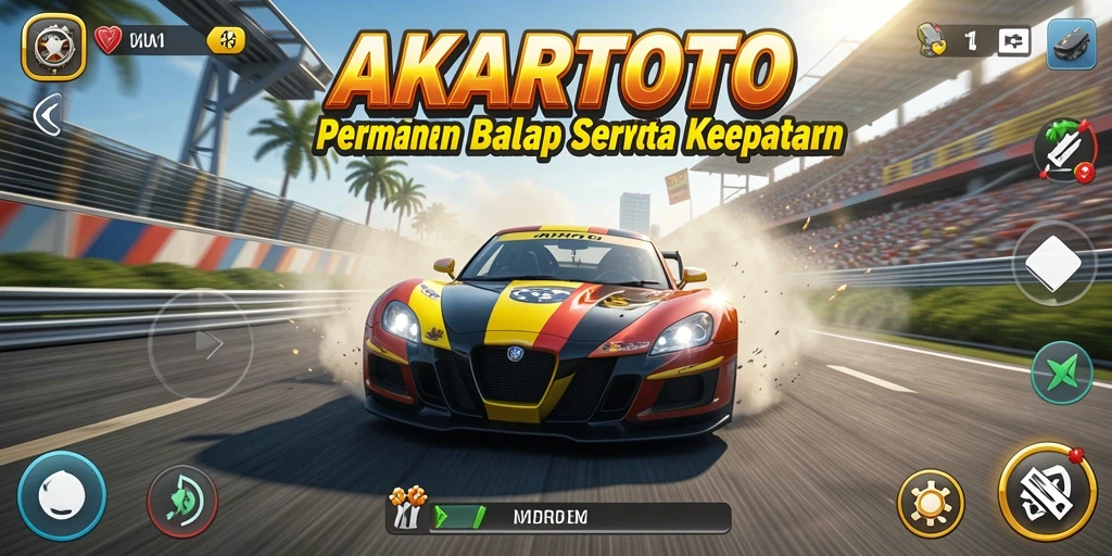 Gameplay seru AKARTOTO dengan mobil balap terbaik di trek menantang.