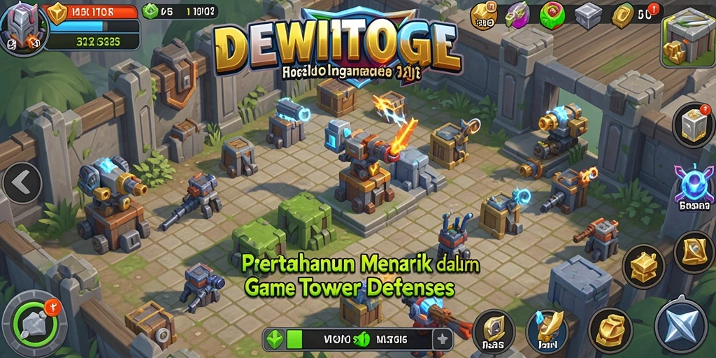 Screenshot DEWITOGEL menampilkan pertempuran seru di game Tower Defense.