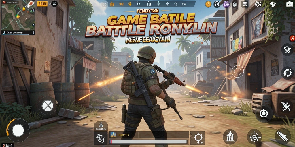 Tangkapan layar utama FENDY188 menampilkan pertempuran seru dalam arena Battle Royale.