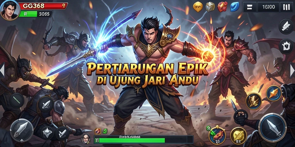 Tampilan permainan GG368 dengan karakter bertarung yang mendebarkan.