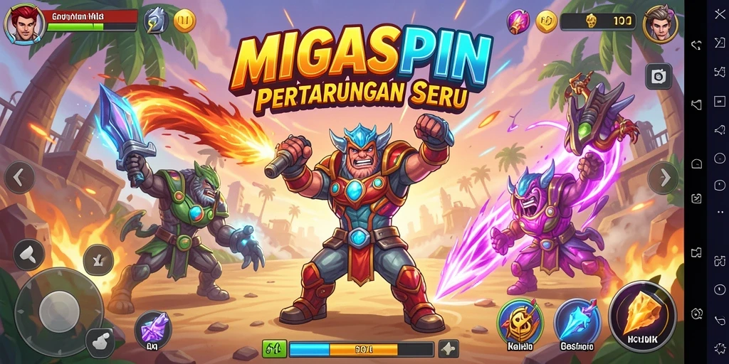 Screenshot MIGASPIN menampilkan aksi pertarungan yang mendebarkan.