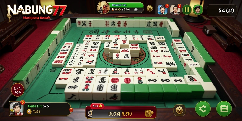 Screenshot gameplay NABUNG77 menampilkan keseruan permainan Mahjong.