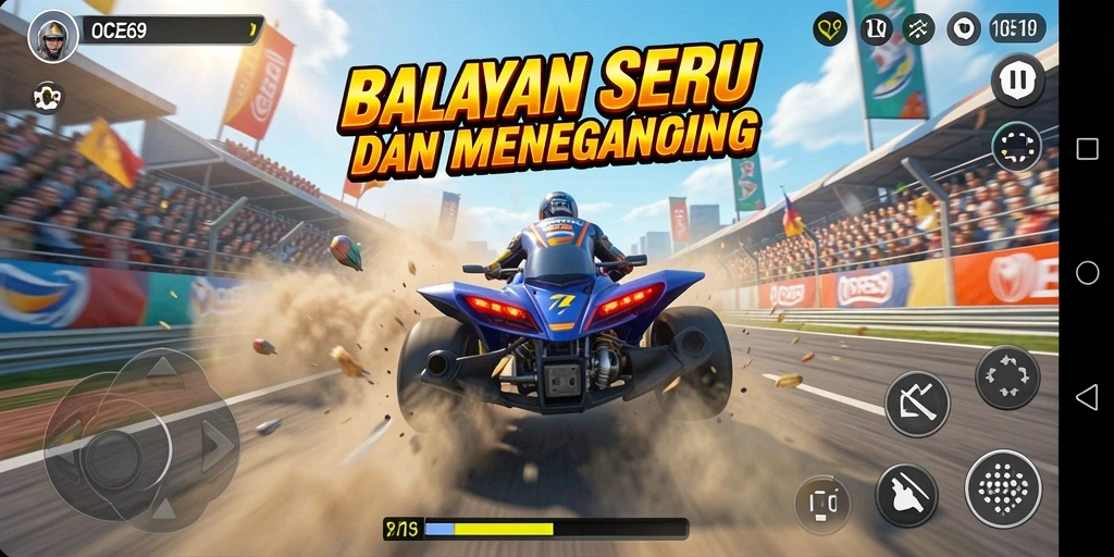 Gameplay OCE69 yang menegangkan di arena balap.
