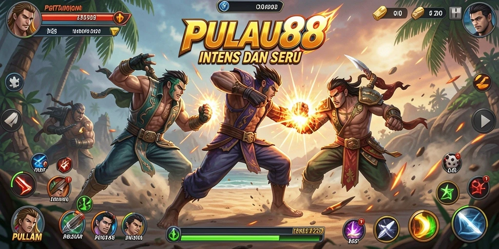 Tampilan gameplay PULAU88 yang penuh aksi dan strategi pertarungan.