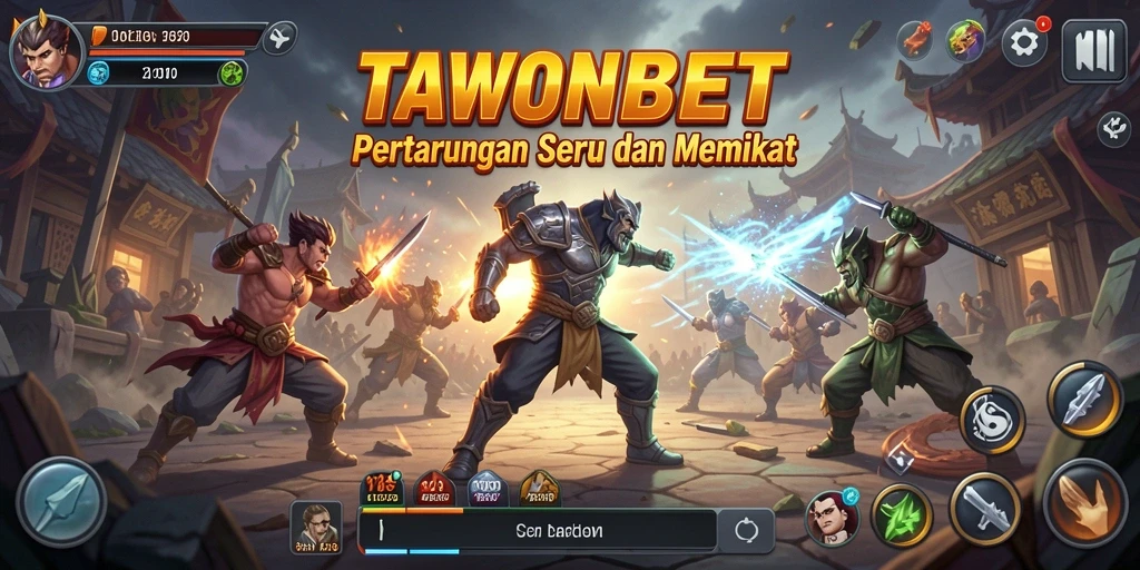 Screenshot dari gameplay TAWONBET yang menampilkan pertarungan seru.