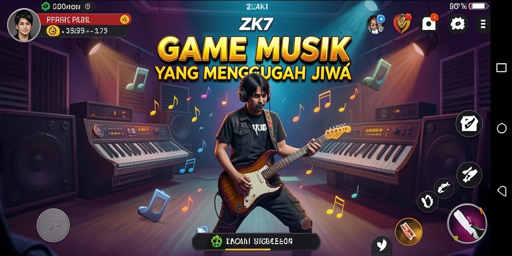 Tampilan gameplay ZK7 yang menampilkan interaksi musik yang seru.